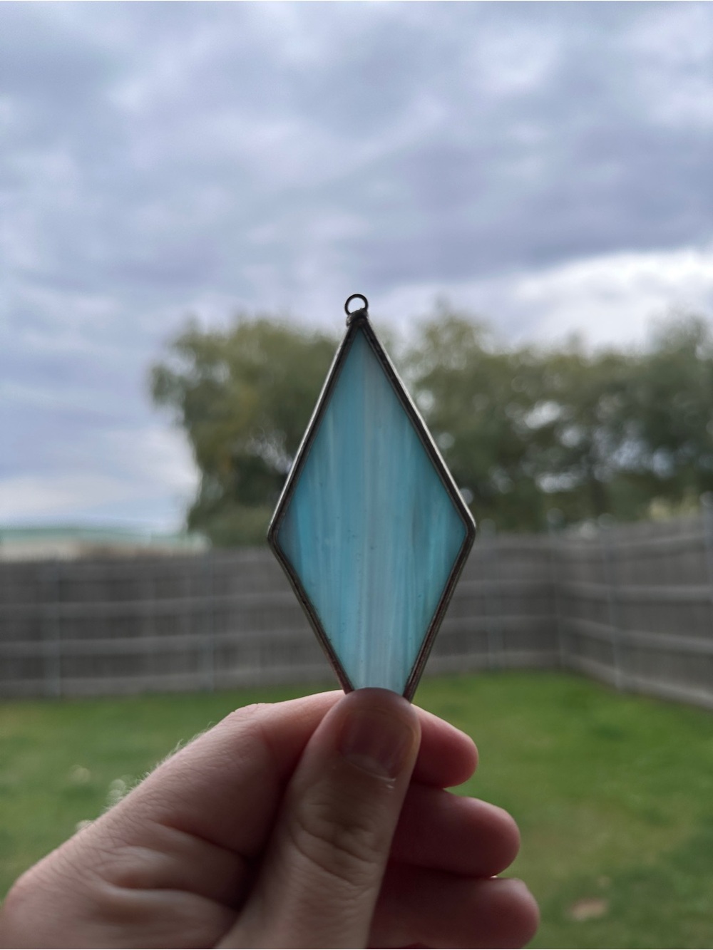 Blue Stained Glass Cross and Diamond Pendant Set - Unbranded - Picture 3 of 4
